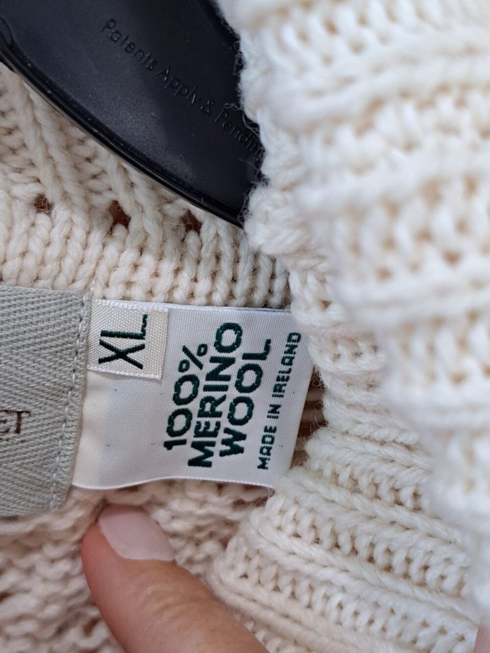 Aran Sweater Market XL Ireland Cream Cable Knit Turtleneck Sweater Merino Wool - Picture 3 of 11